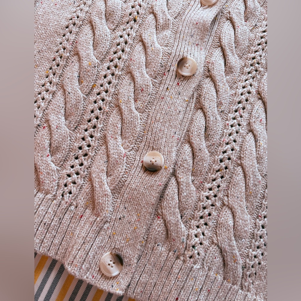 NWOT Old Navy crew neck cable knit cardigan, creamy with colourful threads - Picture 3 of 5
